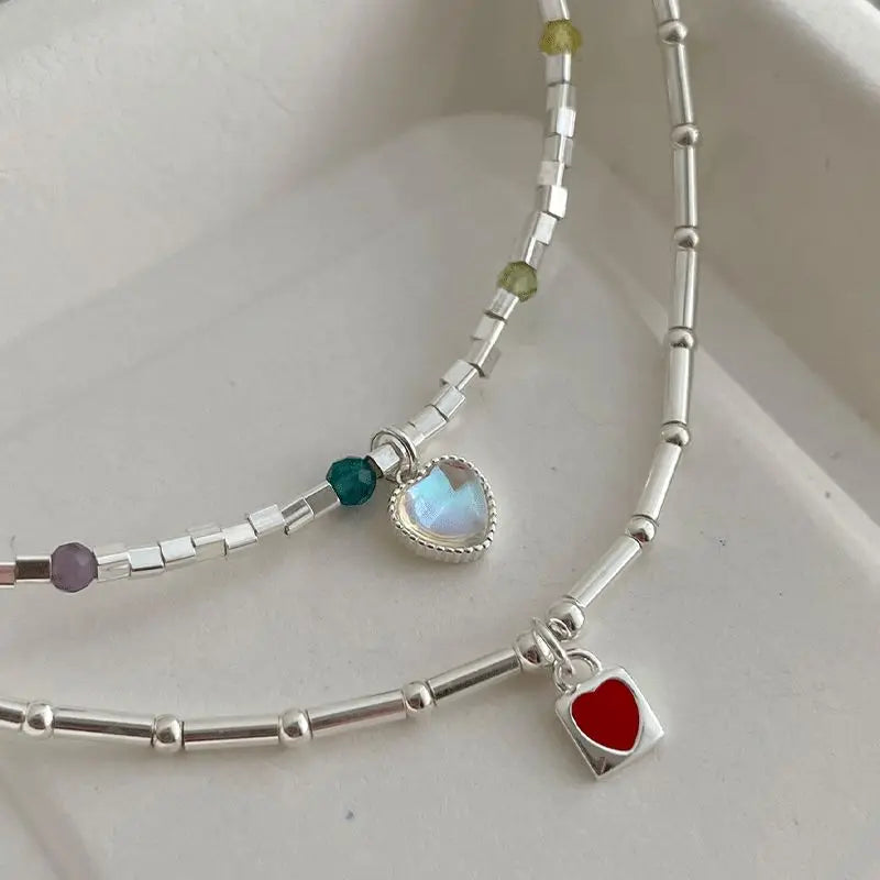 Heart-Shaped Sweater Necklace for Women and Couples - Fashionable Bamboo Clavicle Chain Jewelry Gift for Birthdays and Special Occasions